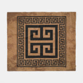 ギリシャ鍵パターンブラックデザイン フリースブランケット (正面(横))