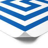 ギリシャ鍵パターンブルーとホワイトデザイン ポスター (角)