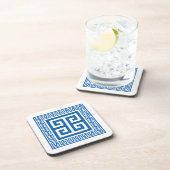 ギリシャ鍵パターンブルー&ホワイトデザインコースター コースター (右側)