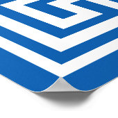 ギリシャ鍵パターンホワイトアンドブルーデザイン ポスター (角)