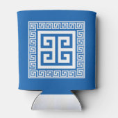 ギリシャ鍵パターンホワイトアンドブルーデザイン 缶クーラー (裏面)