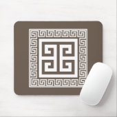 ギリシャ鍵パターン白と茶色のデザイン マウスパッド (マウス)
