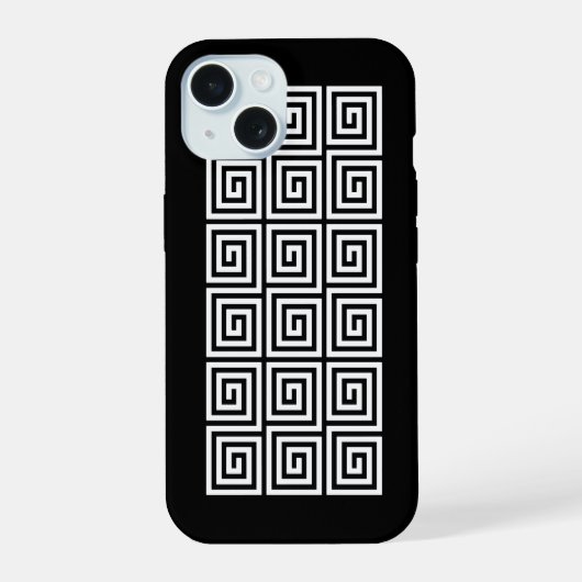 ギリシャ鍵パターン iPhone 15ケース (裏面)