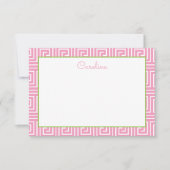 ギリシャ鍵パーソナライズされたノートカード サンキューカード (正面)