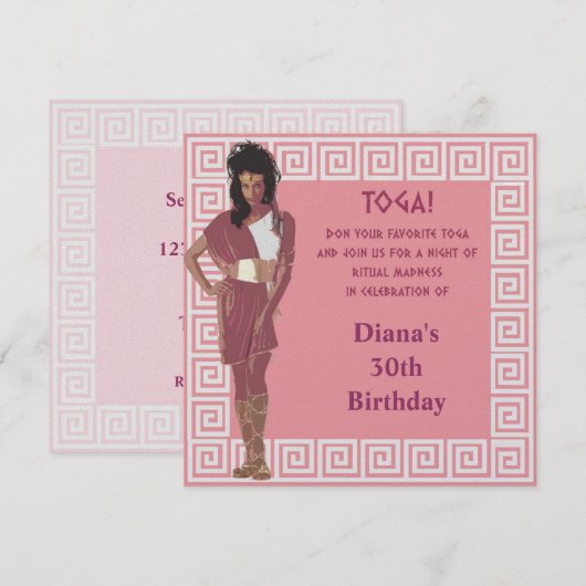ギリシャ鍵ピンク 招待状 (正面/裏面)