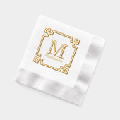 ギリシャ鍵フレームイニシャルモノグラム 箔ナプキン (左)
