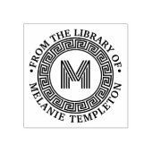 ギリシャ鍵フレーム「From the library of」イニシャル ラバースタンプ (インプリント)