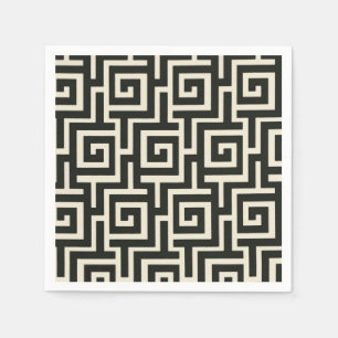 ギリシャ鍵ブラック スタンダードカクテルナプキン