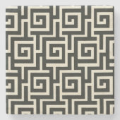 ギリシャ鍵ブラック ストーンコースター (正面)