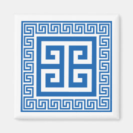 ギリシャ鍵ブルーとホワイトマグネット マグネット