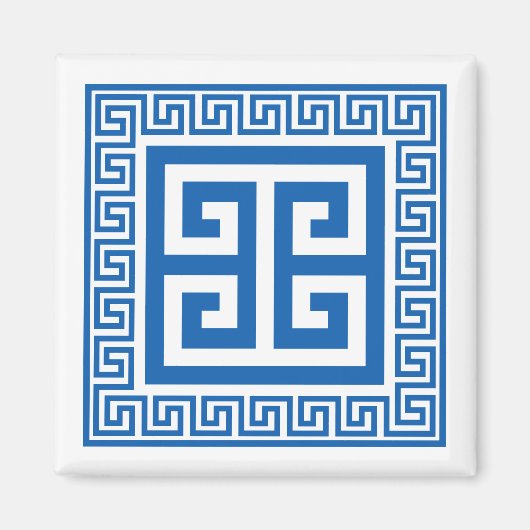 ギリシャ鍵ブルーとホワイトマグネット マグネット (正面)