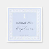 ギリシャ鍵ブルーバプテスマ スタンダードカクテルナプキン (正面)