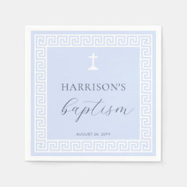 ギリシャ鍵ブルーバプテスマ スタンダードカクテルナプキン