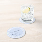 ギリシャ鍵ブルーバプテスマ ラウンドペーパーコースター (インサイチュ)