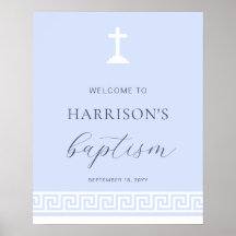 ギリシャ鍵ブルーバプテスムウェルカムサイン