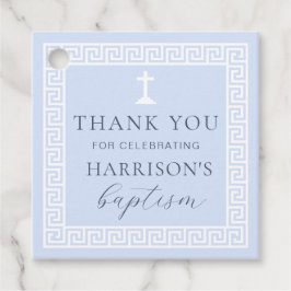 ギリシャ鍵ブルーバプテスムサンキュー フェイバータグ