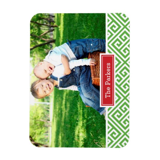 ギリシャ鍵ホリデーモノグラムフォトマグネット マグネット (縦)