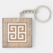 ギリシャ鍵ホワイトデザインアクリルキーチェーン キーホルダー (裏面)