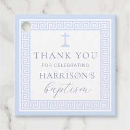 ギリシャ鍵ホワイトブルーバプテスマ フェイバータグ