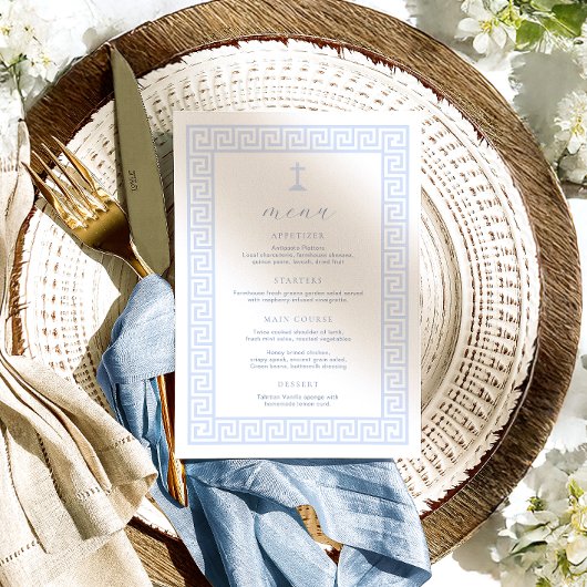 ギリシャ鍵ホワイトブルーバプテスマ メニュー