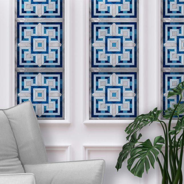 ギリシャ鍵モザイク – ブルーマーブルアンドパール 壁紙 (クリエイターアップロード済み)