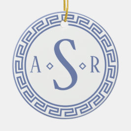 ギリシャ鍵モノグラムクリスマスオーナメント セラミックオーナメント
