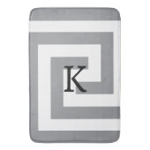 ギリシャ鍵モノグラムグレーグレー白黒パターン バスマット (正面縦)