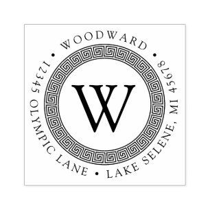 ギリシャ鍵モノグラムラウンド差出人住所 ラバースタンプ