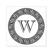 ギリシャ鍵ラウンドフレーム縁どイニシャルモノグラム セルフインキングスタンプ (デザイン)