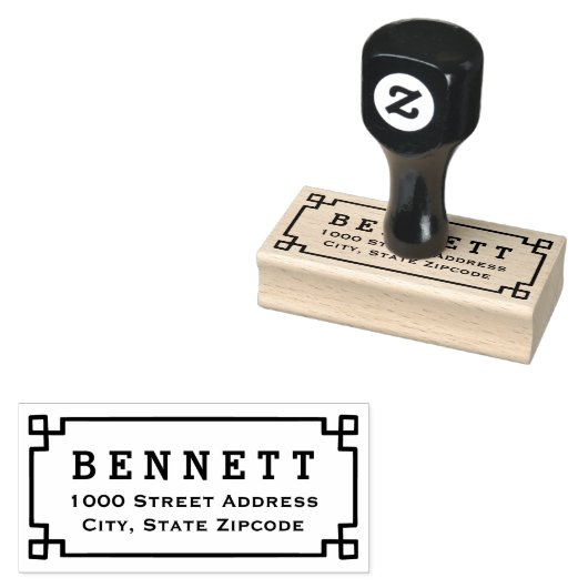 ギリシャ鍵枠差出人住所 ラバースタンプ (押印)