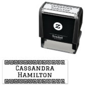 ギリシャ鍵模様の境界線 単独またはカップルの名前のみ 2行 セルフインキングスタンプ (インサイチュ)