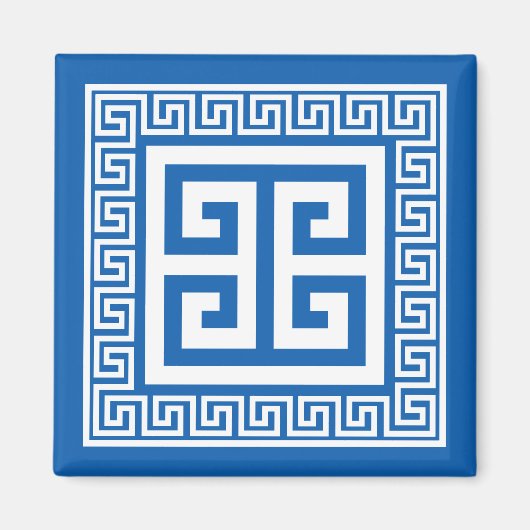 ギリシャ鍵白と青の磁石 マグネット (正面)