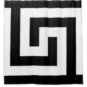 ギリシャ鍵白黒シンプルモダン シャワーカーテン (正面)