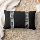 ギリシャ鍵白黒 ランバークッション (ブランケット)