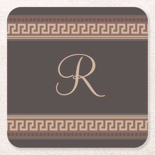 ギリシャ鍵縁ど スクエアペーパーコースター (正面)