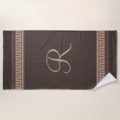 ギリシャ鍵縁ど ビーチタオル (正面)