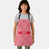 ギリシャ鍵赤白パタミニマルーン エプロン (インサイチュ)