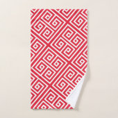 ギリシャ鍵赤白パタミニマルーン バスタオルセット (ハンドタオル)