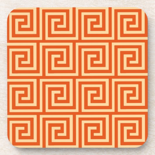 ギリシャ鍵、みかん コースター (正面)