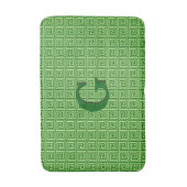 ギリシャ鍵、エメラルドグリーンとライム バスマット (正面縦)