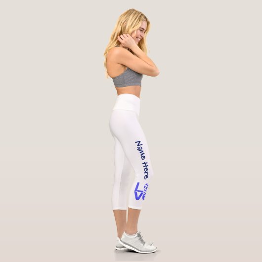 ギリシャ青LOVEハート国旗パーソナライズされた カプリレギンス (右)