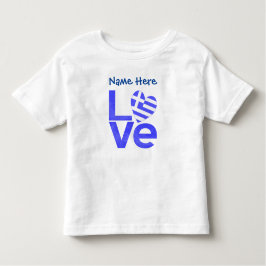 ギリシャ青LOVEハート国旗パーソナライズされた トドラーTシャツ