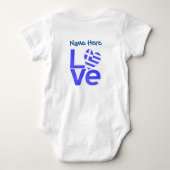 ギリシャ青LOVEハート国旗パーソナライズされた ベビーボディスーツ (裏面)