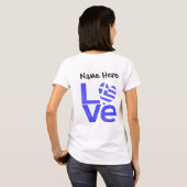 ギリシャ青LOVEハート国旗パーソナライズされた Tシャツ (裏面フル)