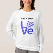 ギリシャ青LOVEハート国旗パーソナライズされた Tシャツ (正面)