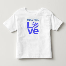 ギリシャ青LOVEハート旗カスタマイズ トドラーTシャツ