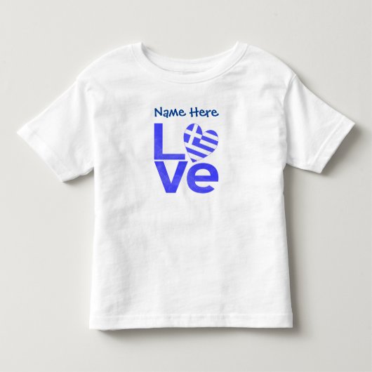 ギリシャ青LOVEハート旗カスタマイズ トドラーTシャツ (正面)