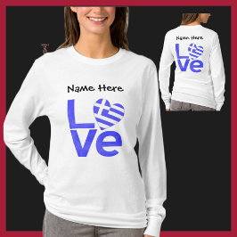 ギリシャ青LOVEハート旗カスタマイズ Tシャツ