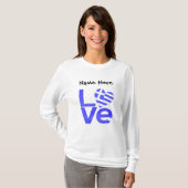 ギリシャ青LOVEハート旗カスタマイズ Tシャツ (正面フル)