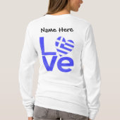 ギリシャ青LOVEハート旗カスタマイズ Tシャツ (裏面)